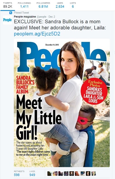 Sandra Bullock a adoptat o fetita! Micuta Laila este al doilea copil adoptat de actrita